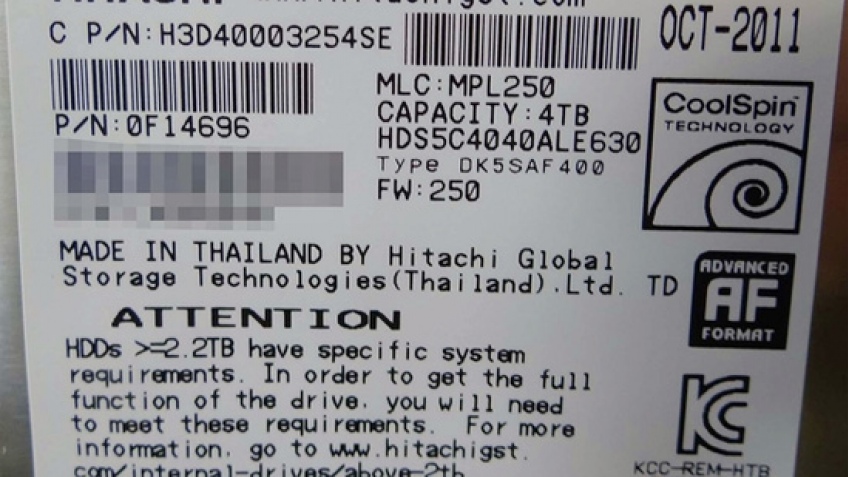 Hitachi начала реализовывать 4-терабайтный винчестер в Японии