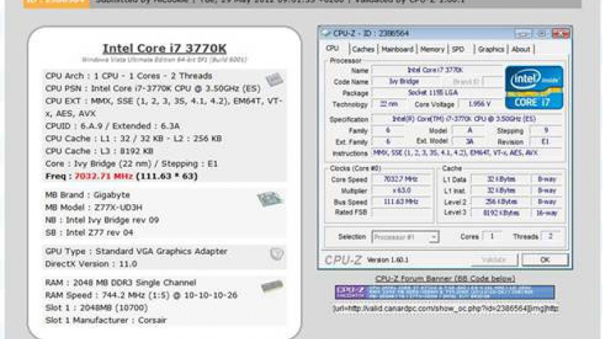 Микропроцессор Ivy Bridge форсировали до частоты 7,032 ГГц