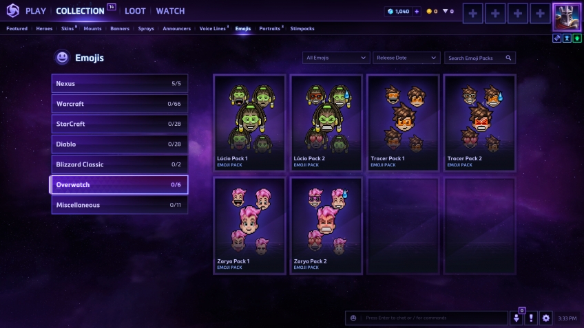 Коллекция эмодзи с персонажами Overwatch.