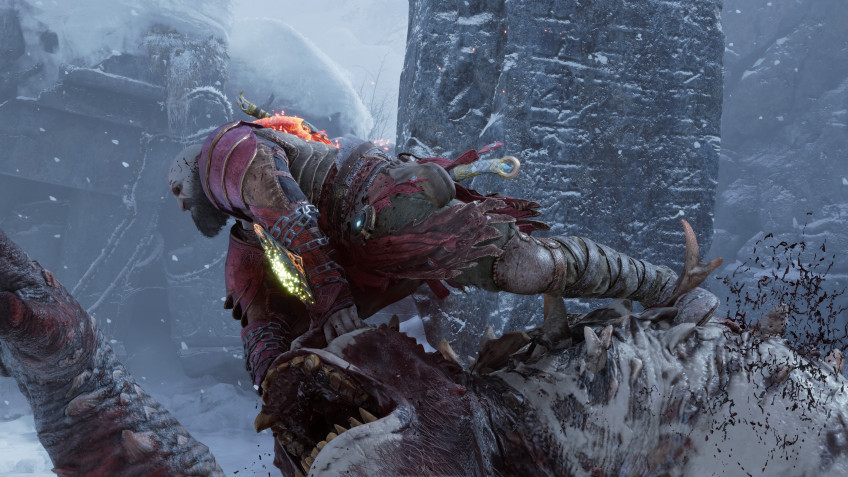 En la batalla, Kratos todavía continúa destrozando a los enemigos.