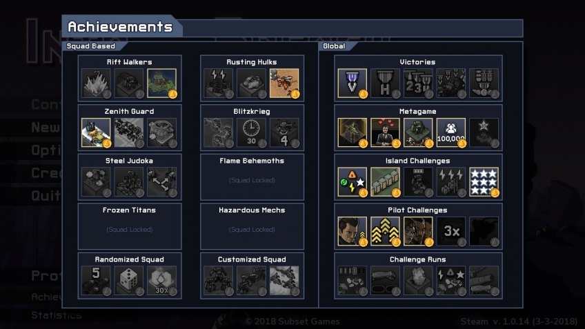 В Into the Breach даже достижения — не просто для галочки. У каждого отряда свой список целей; выполните их — получите валюту для открытия нового. Приятно, что у игры есть полноценное завершение и структура