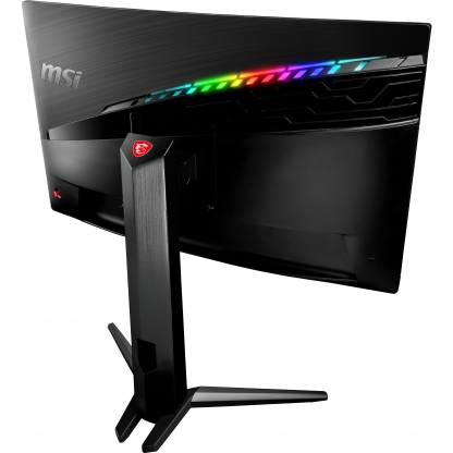 Система Mystic Light позволяет связать всё устройство MSI в одно целое, на фото — монитор MAG271CQR, чья RGB-лента может синхронизироваться с Trident X