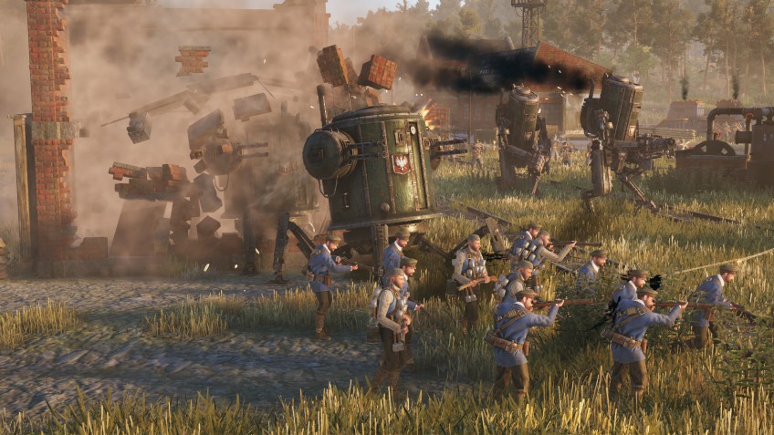В Iron Harvest есть разрушаемость зданий и укрытий. Поэтому, расположив солдат за каменной кладкой, надо приготовиться к тому, что вас захотят оттуда выкурить