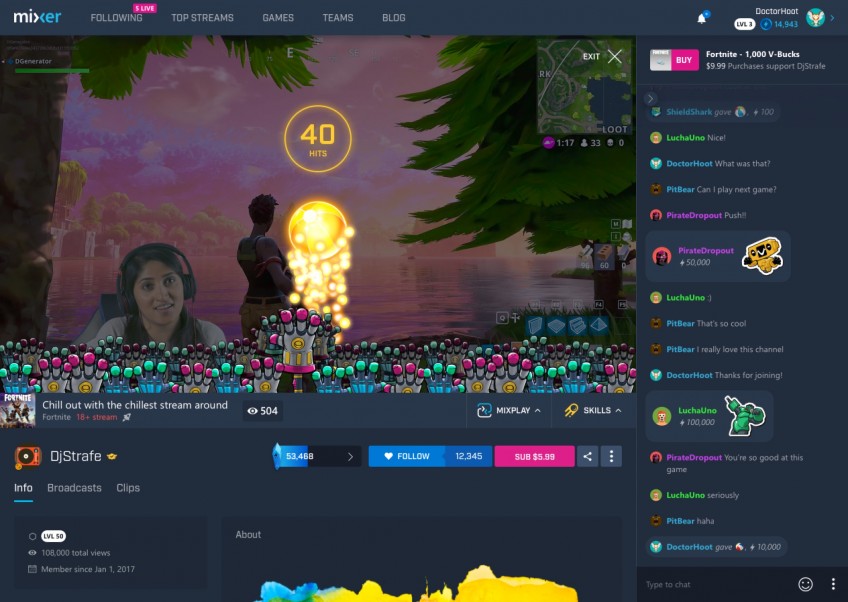 Стримы на Mixer могут выглядеть очень празднично