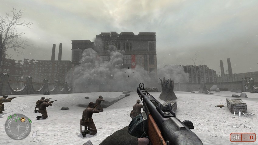 По тем временам графика CoD 2 удивляла: текстуры выглядели реалистично, а спецэффекты стали куда «гуще», чем раньше. Движок IW Engine v2.0 показал себя отлично!