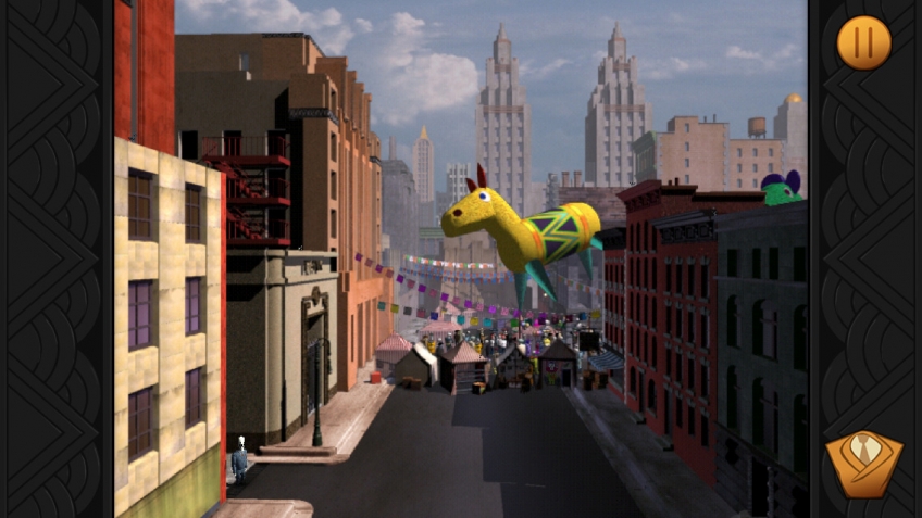 В Grim Fandango трехмерные персонажи и объекты накладывались на пререндеренные, статичные задники.