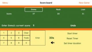 Scoreboard for Qwirkle game