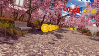 VR health care (running exercise): VR walking and running along beautiful seabeach and sakura forests