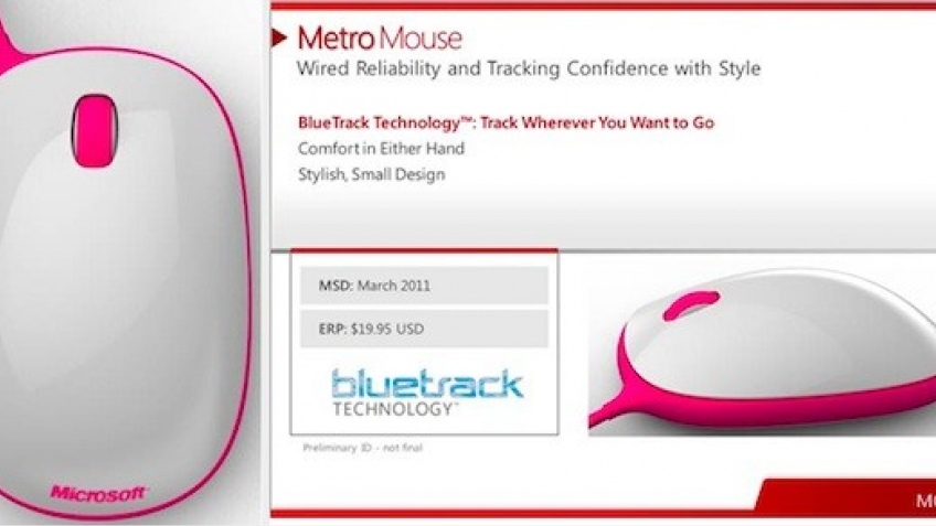 Концептуальная мышка Microsoft Metro утекла в Сеть