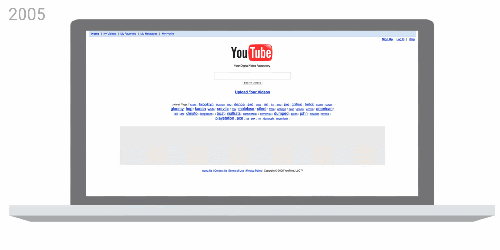 Вот так выглядит эволюция дизайна YouTube