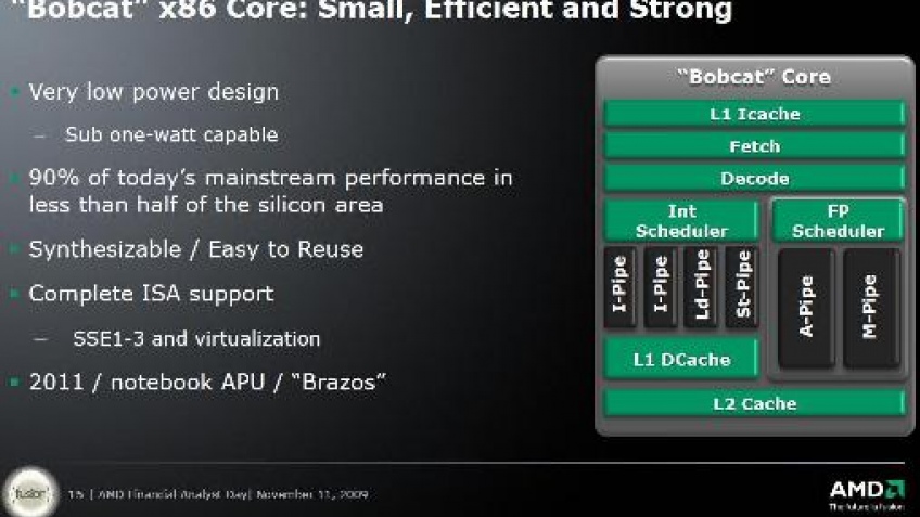 AMD рассказала о Bobcat, конкуренте Intel Atom