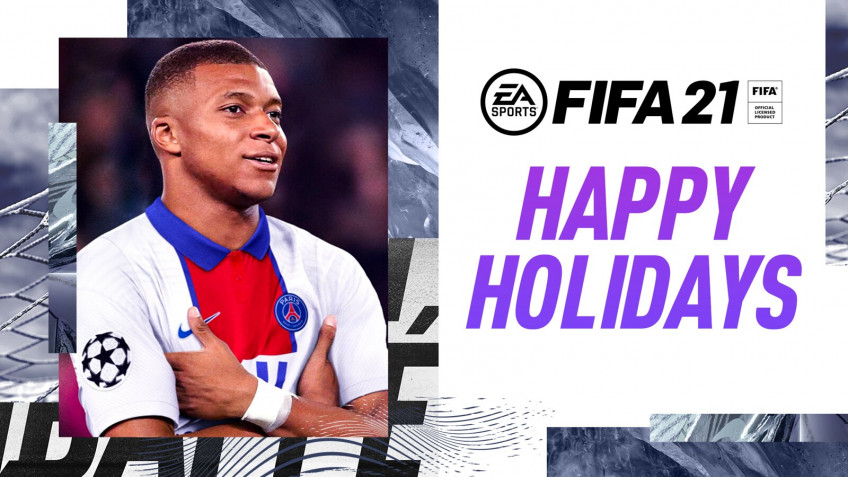 Даже на новогодней открытке FIFA 21 не отступает от официального стиля
