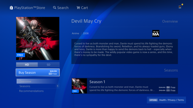 Мультсериал по Devil May Cry стал бесплатным в магазине PlayStation