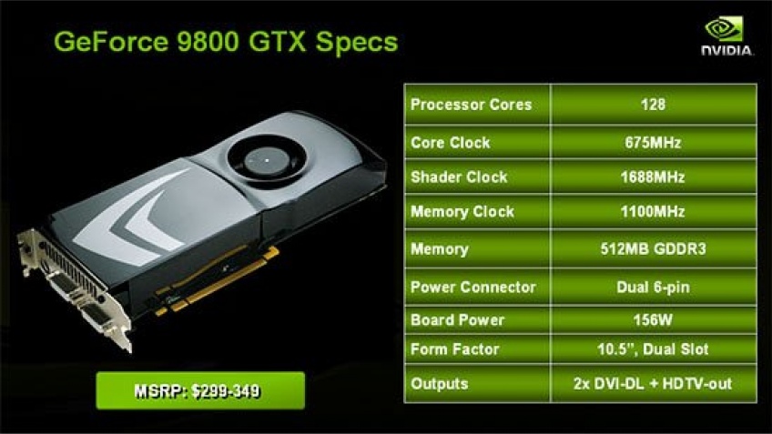 Спецификации GeForce 9800 GTX подтверждены Спецификации GeForce 9800 GTX подтверждены