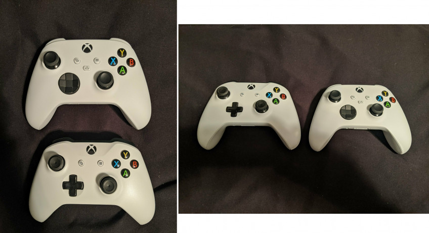 Сверху и справа геймпад новый Xbox, а снизу и слева для Xbox One