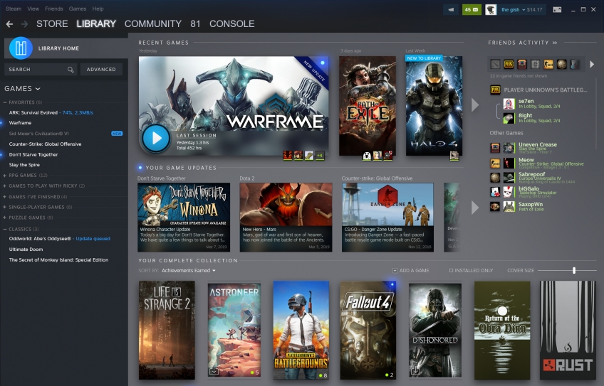Новая домашняя страница библиотеки пользователя Steam