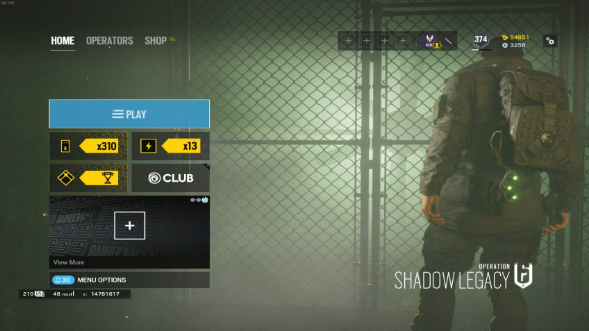 Главное меню Rainbow Six Siege с операцией Shadow Legacy